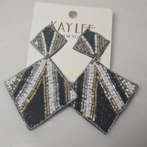 Kay Lee Black and Gold Beaded Earrings